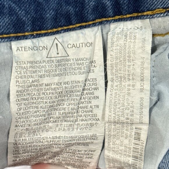 Zara Size 4 Trafaluc Denimwear Frayed Hem Loose Wide Leg High Rise Jeans Womens - Picture 9 of 9